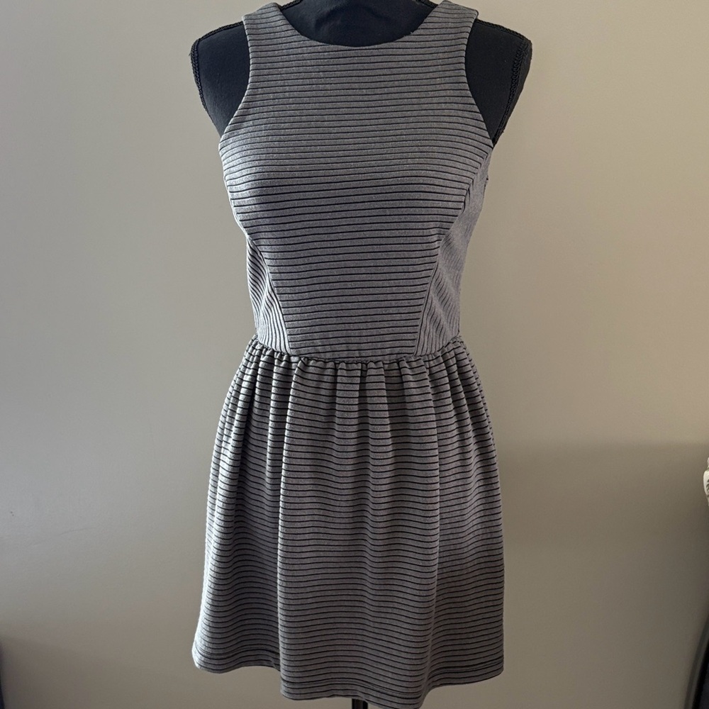 Emerald Sundae Black and Gray Striped Mini Dress